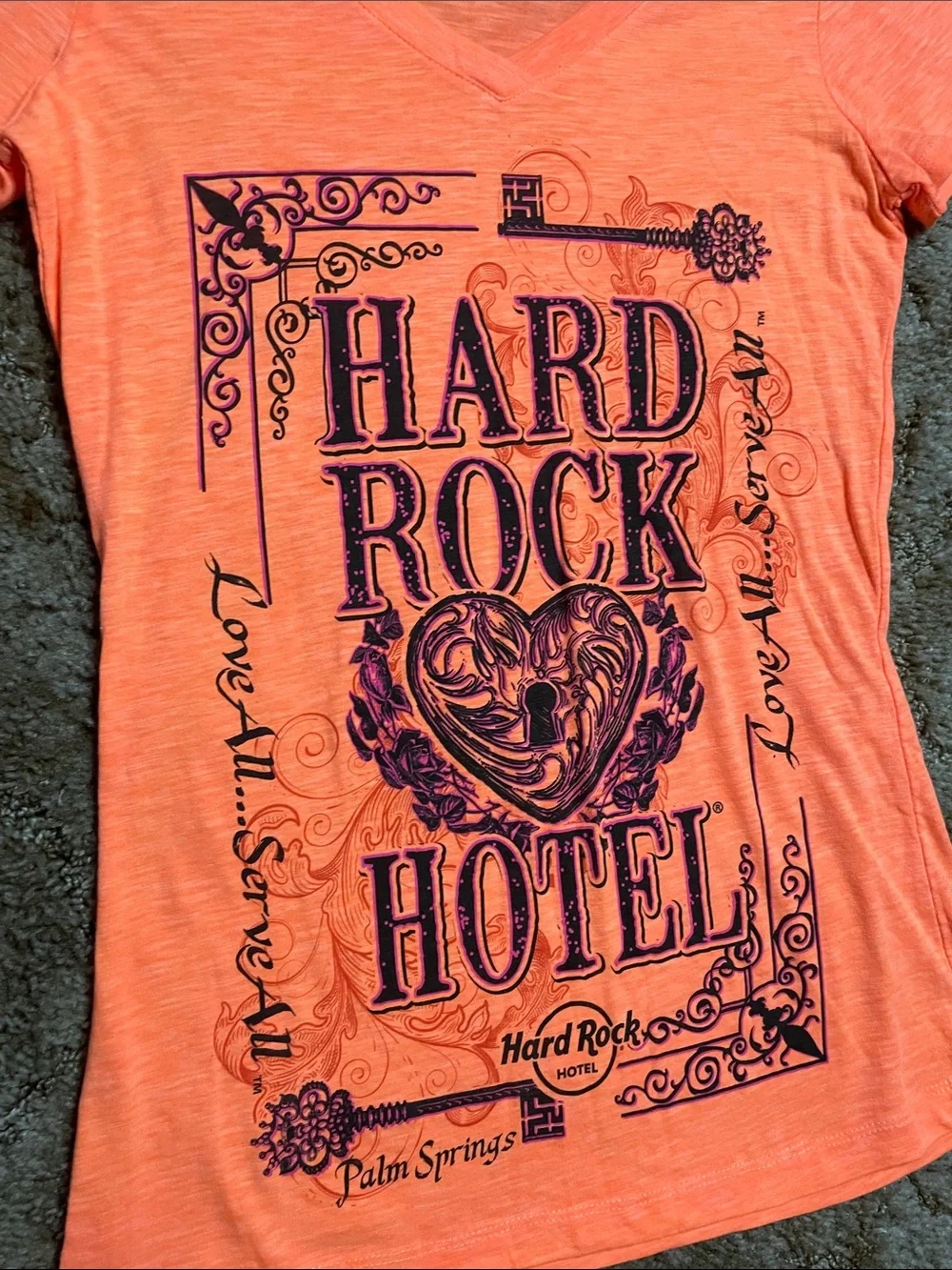 Hard Rock Hotel Juniors Fit Medium Y2K Orange‎ T Shirt
